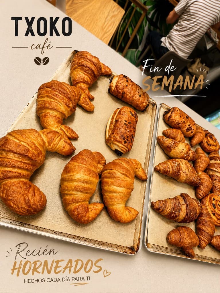Bollería recién horneada en Txoko Kafe, Zarautz